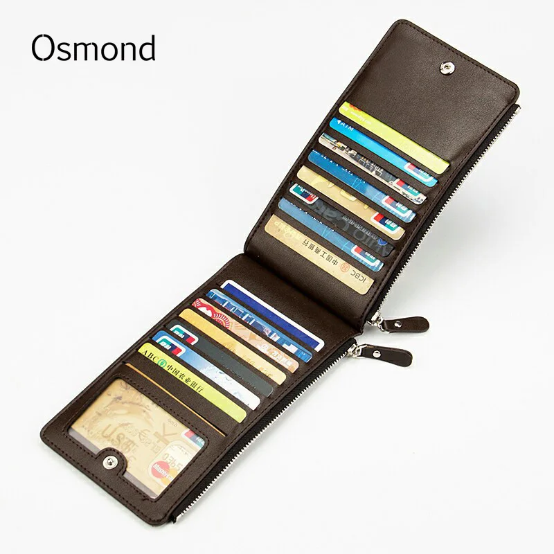 

Osmond Top Leather Card Holders Mens Multi Large Capacity Cards Wallet Zipper Hasp Purse Mens ID Credit Wallets Money Pouch