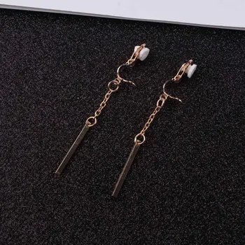 

minimalist geometric Clip on earrings contracted temperament earrings Long female Clip earrings Wholesale jewelry