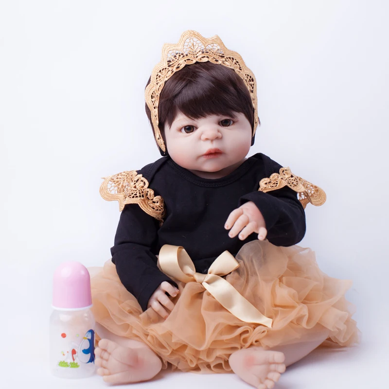 55cm Full Body Silicone Reborn Baby Doll Toys Lifelike Baby-Reborn Princess Doll Child Birthday Christmas Gift Girls Brinquedos