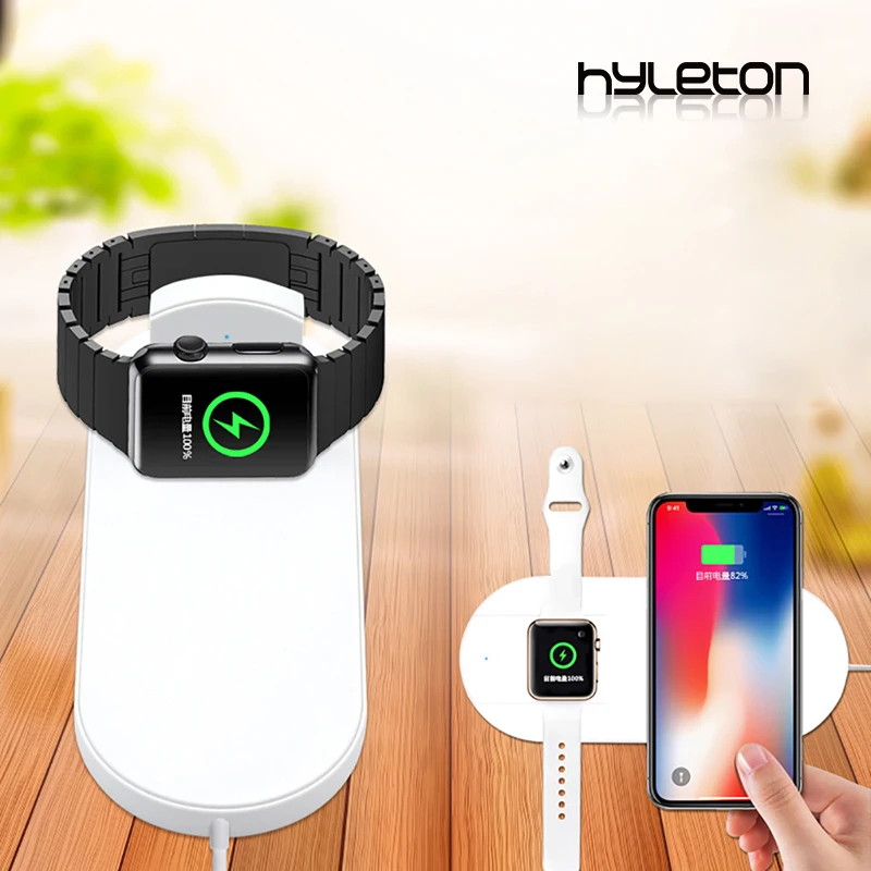 Hyleton Беспроводное зарядное устройство Pad 7 5 Вт Qi быстрое для iphone8/ iphone x 2 в 1