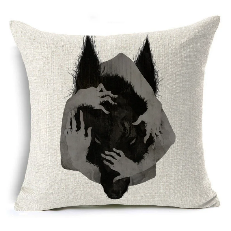Чехол для подушки с мультяшным принтом кролика Хайленда животное корова волк рыба декоративная наволочка для дивана Роскошный домашний текстиль Cojines