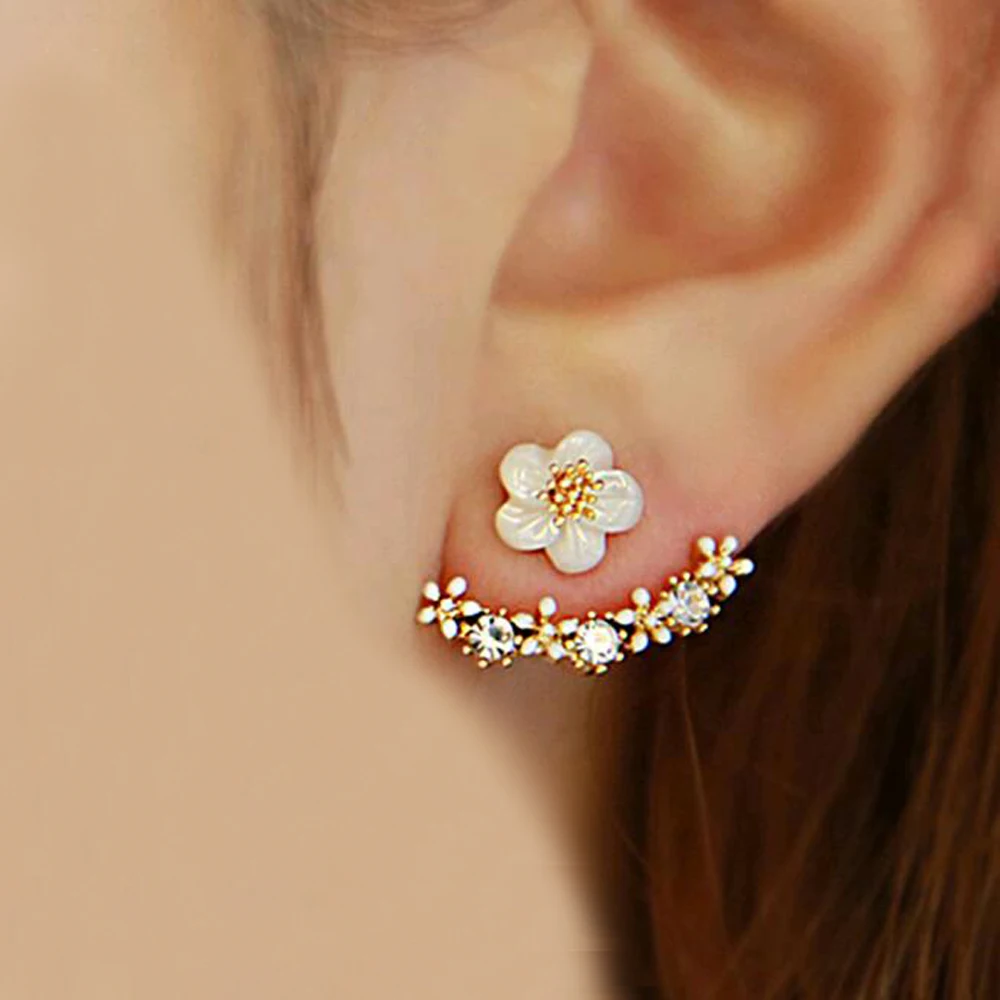 2016 Korean Fashion Imitation Pearl Earrings Small Daisy Flowers