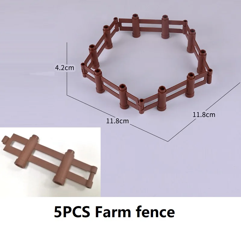 Строительные блоки большого размера, аксессуары, совместимые с Duploed DIY, детали блоков, рисунок, строительный лабиринт, гоночный трек, детские игрушки, подарки - Цвет: 5PCS Farm fence