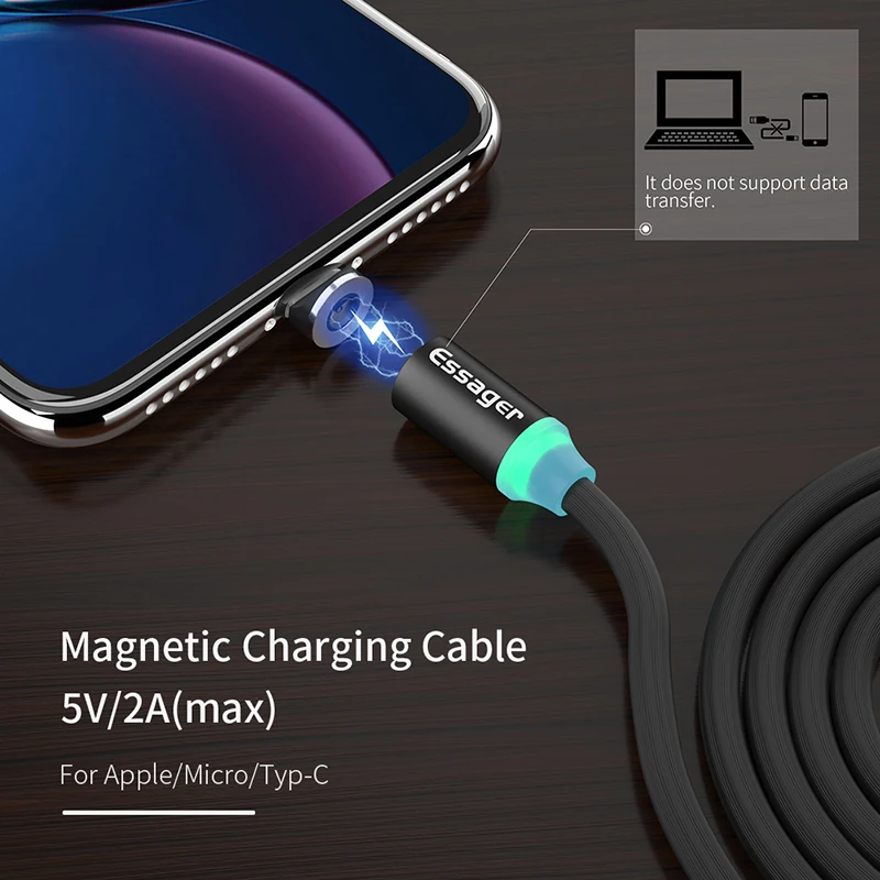 Essager كابل مغناطيسي ل فون سامسونج المصغّر USB كابل سلك Microusb الحبل المغناطيس شاحن شحن USB نوع C الهاتف المحمول الكابلات Essager كابل مغناطيسي ل فون سامسونج المصغّر USB كابل سلك Microusb الحبل المغناطيس شاحن شحن USB نوع C الهاتف المحمول الكابلات