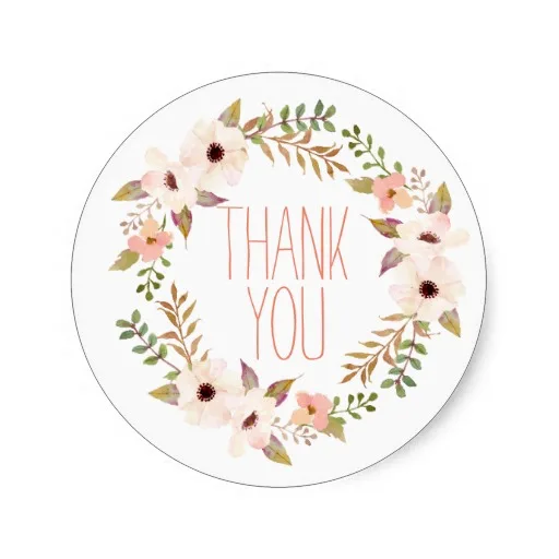 

3.8cm Anemone Flower Wreath Watercolor Peach White Classic Round Sticker
