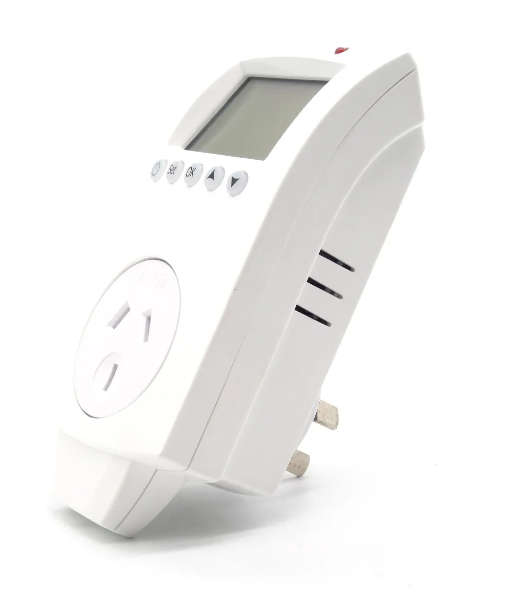 

Australia, New Zealand, Fiji and Papua New Guinea Programmable socket thermostat for Plug In temperature control Standard AS