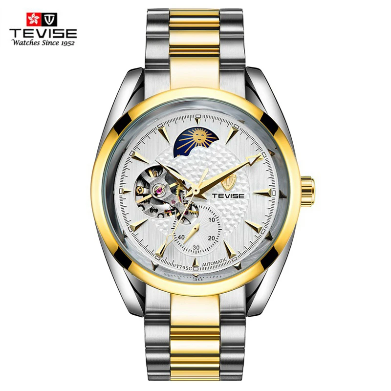 TEVISE Watch Men Moon Phase Mechanical Watches Luminous Automatic Watch Waterproof Steel Fashion Business Wristwatches Male  (26)