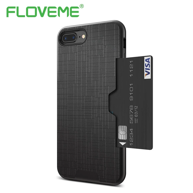 

FLOVEME Luxury Card Slot Cover For iPhone X XS Max XR 6 6S 7 8 Plus Phone Case Hybrid Credit Card Armor Case For iPhone 8 7 Plus