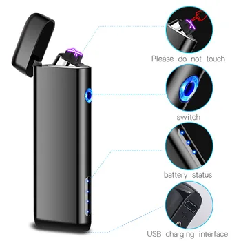 

Dual Arc Electronic Lighter USB Battery Display Plasma Pulse Cigarette lighters Windproof Plasma Lighter Smoking Gadgets for Men