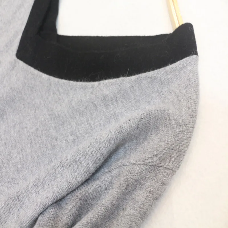 2019 Drawstring Full Wool новое слово плечо v-образным вырезом пуловер свитер + повседневные брюки из двух частей трикотажные кашемировый костюм