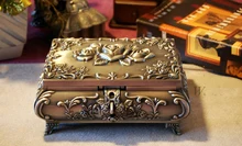 large Classical European Gothic Eternity Rose Princess metal jewelry box keepsake souvenir box case 2120