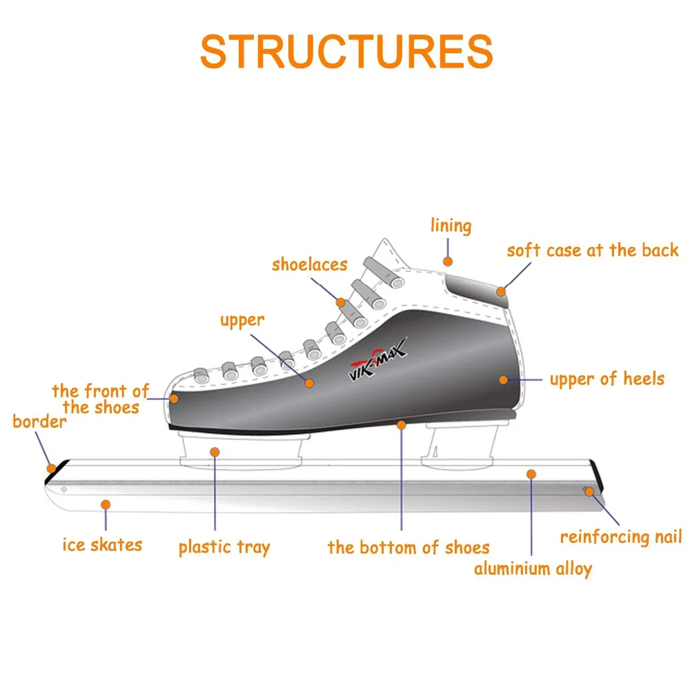 VIK-MAX обувь для катания на коньках для взрослых и детей из кожи со льдом с рамой из алюминиевого сплава и лезвием из нержавеющей стали