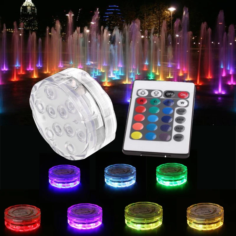 

Submersible LED RGB Lamp Waterproof Underwater Light +Remote Floral Party Wedding Decor