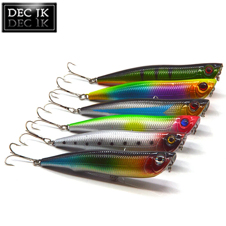 6PCS Pencil Artificial Bait Hard Fishing Lure Float Poper Top Water Floating Swimbait Lures Sea With Hooks Laser Baits Tackle (14)