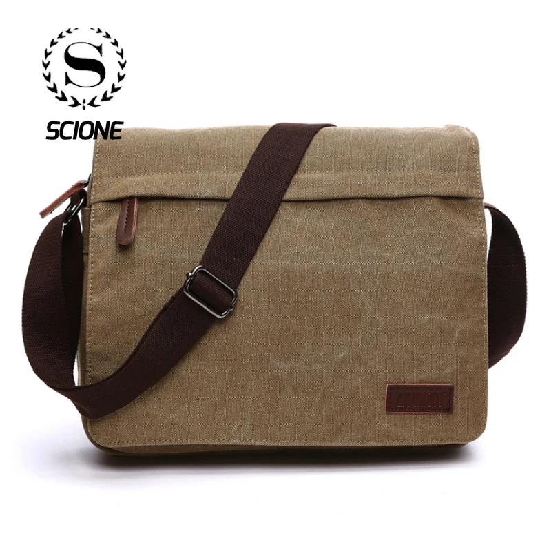 Us 16 56 46 Off Scione Fashion Solid Canvas Messenger Satchel Bags Buckle Casual Portable Shoulder Bag Korean Trend Simple Pack For Men Women In