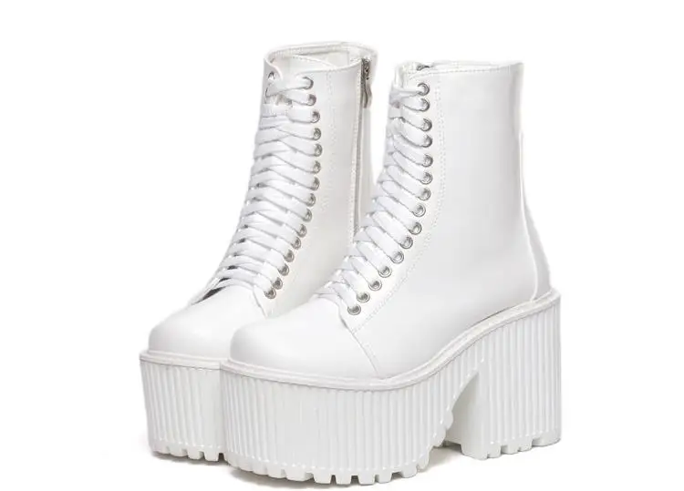 

European station thick and British Knight boots high heels waterproof platform round head boots short boots zipper boots.
