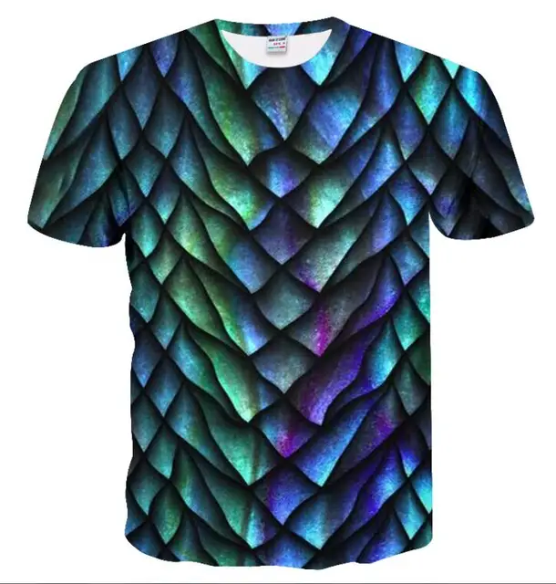 More than 2019 summer men fashion t shirt Colorful fish scales printing