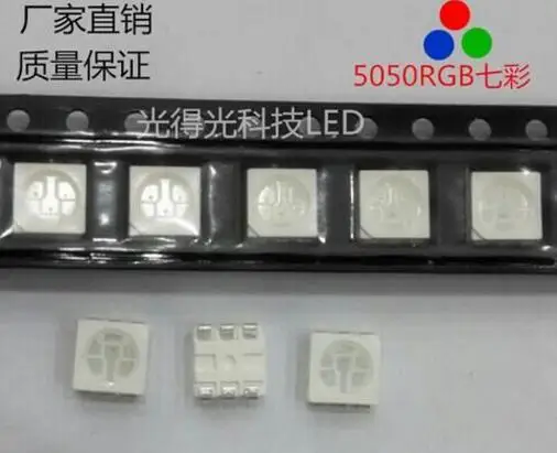 

100 PCS/lot smd5050 LED SMD 5050 RGB Chip LED PLCC-6 Tricolor Red Green Blue LED Light Emitting Diode Lamp Beads