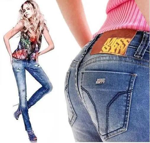 NEW SALE! Sexy Slim Fit Destroyed Ripped Skinny Stretch Jeans denim pants | Женская одежда