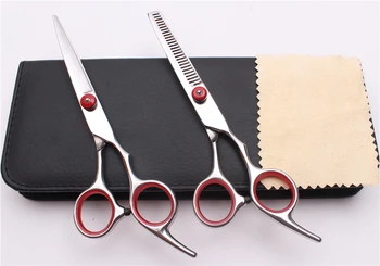 

6." Red Screw Hairdressing Shears Cutting Thinning Scissors Style Tools Professional Human Hair Scissors Kit Styling