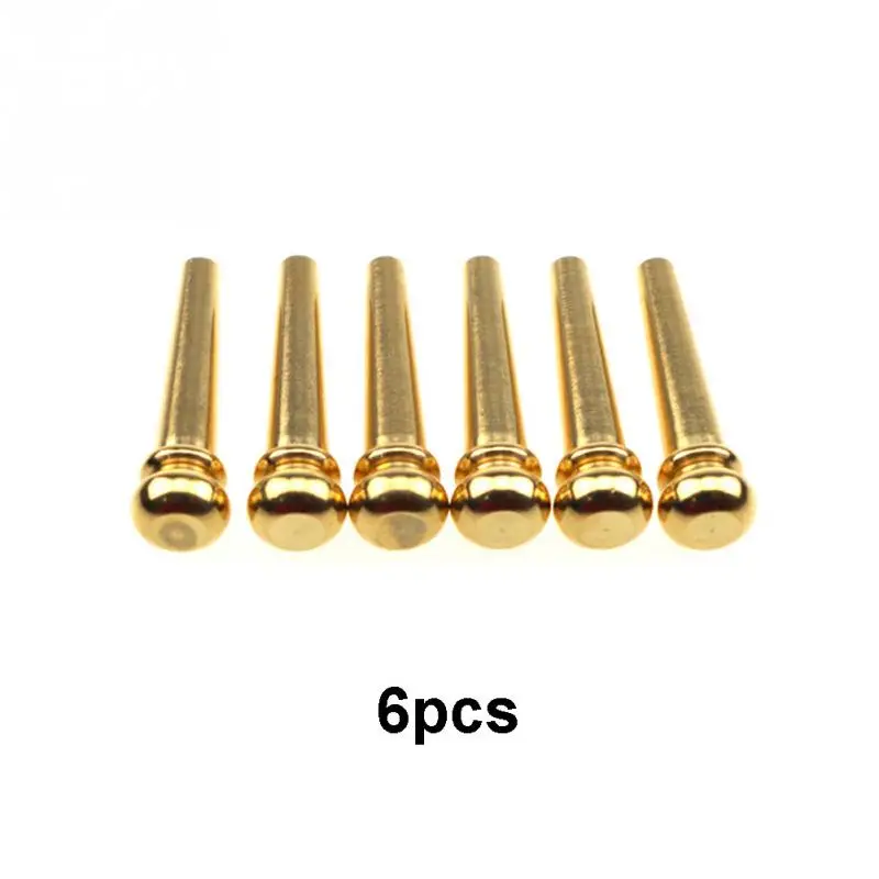 6pcs Brass Gold Guitar String Bridge Pins Fine Pin Set Acoustic Guitar Strings Nail Copper