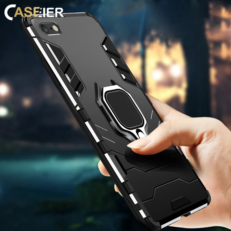 

CASEIER Ultra Anti-fall Phone Case For iPhone XS MAX X XR 4 In 1 Case For iPhone 8 7 6 6S 5 5s Plus Capa Magnetic Finger Holder