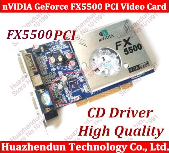  Free Shipping 5pcs NEW nVIDIA GeForce FX5500 256MB 128bit DDR VGA/DVI PCI Video Card with CD Driver 