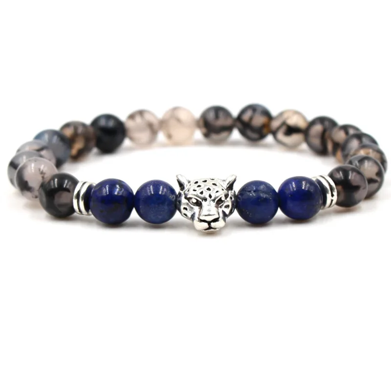 Браслет с головой животного каменные браслеты для женщин Pulseira Masculina мужские