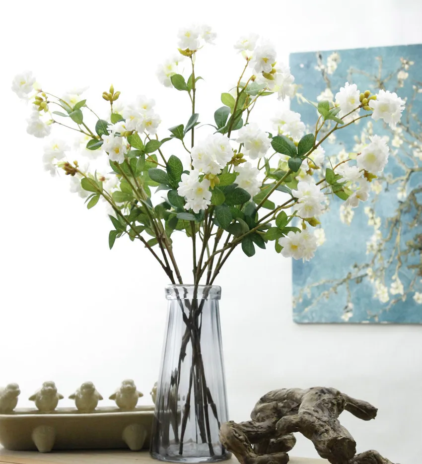 18 головок цветки сакуры, японской вишни, искусственные цветы Флорес для рождества, украшения дома, свадьбы, искусственный цветок Флер