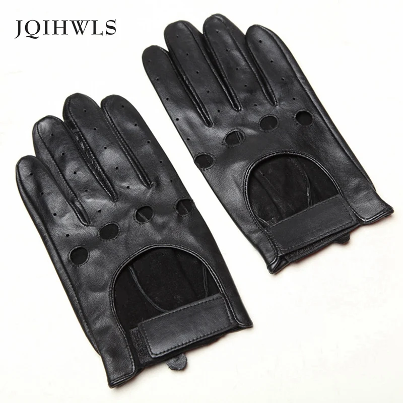 Top Quality Wrist Men Sheepskin Gloves Real Solid Genuine Leather Fashion Breathable Winter