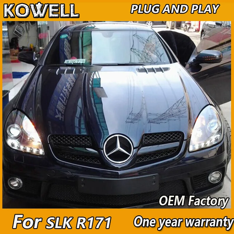 KOWELL автомобильный Стайлинг светодиодный для Mercedes-Benz SLK R171 SLK200 SLK350 SLK500 светодиодный проектор фары с светодиодный линией 2004-2012 года