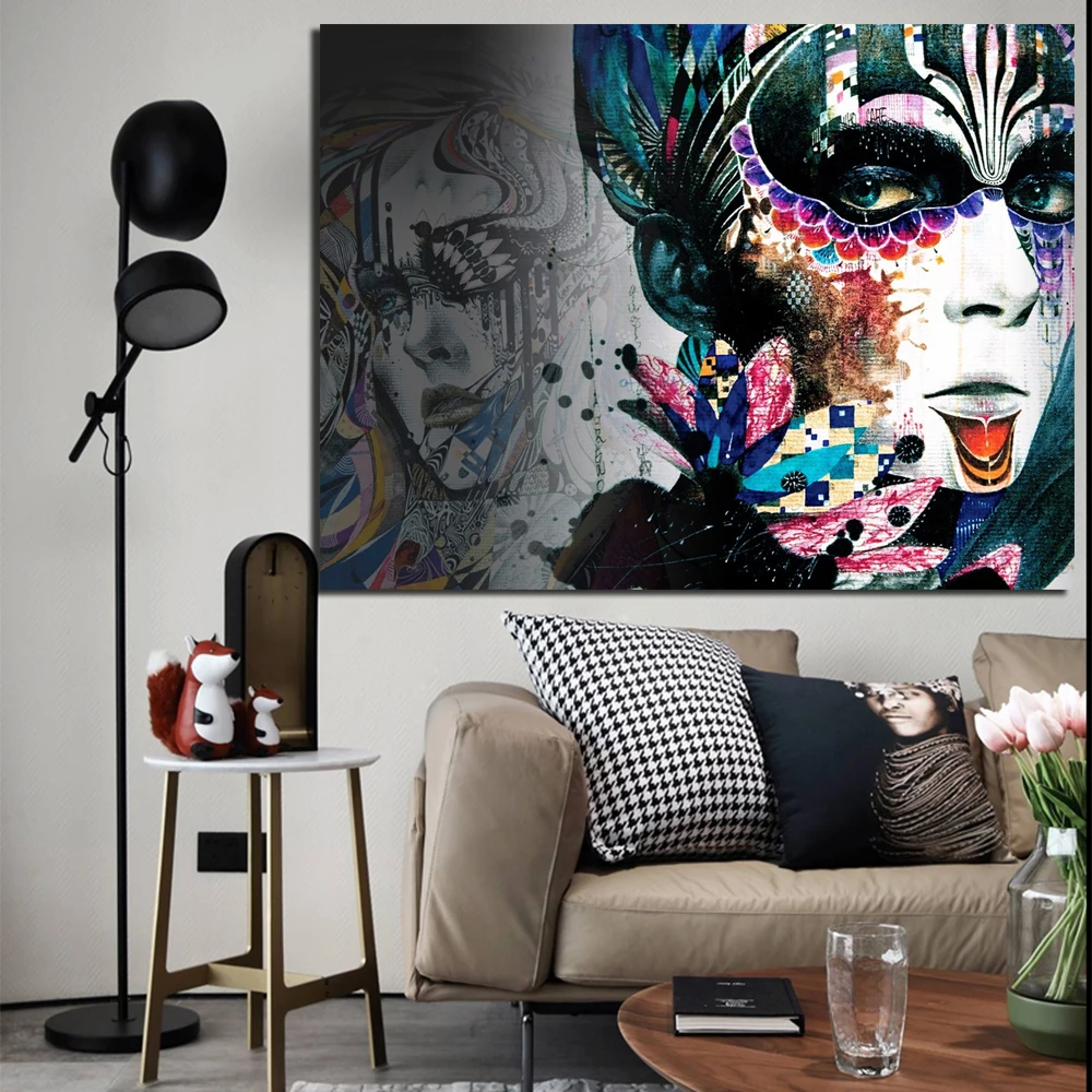 WANG-Art-Modern-Wall-Art-Girl-with-Flowers-Oil-Painting-Prints-Painting-on-Canvas-No-Frame (2)