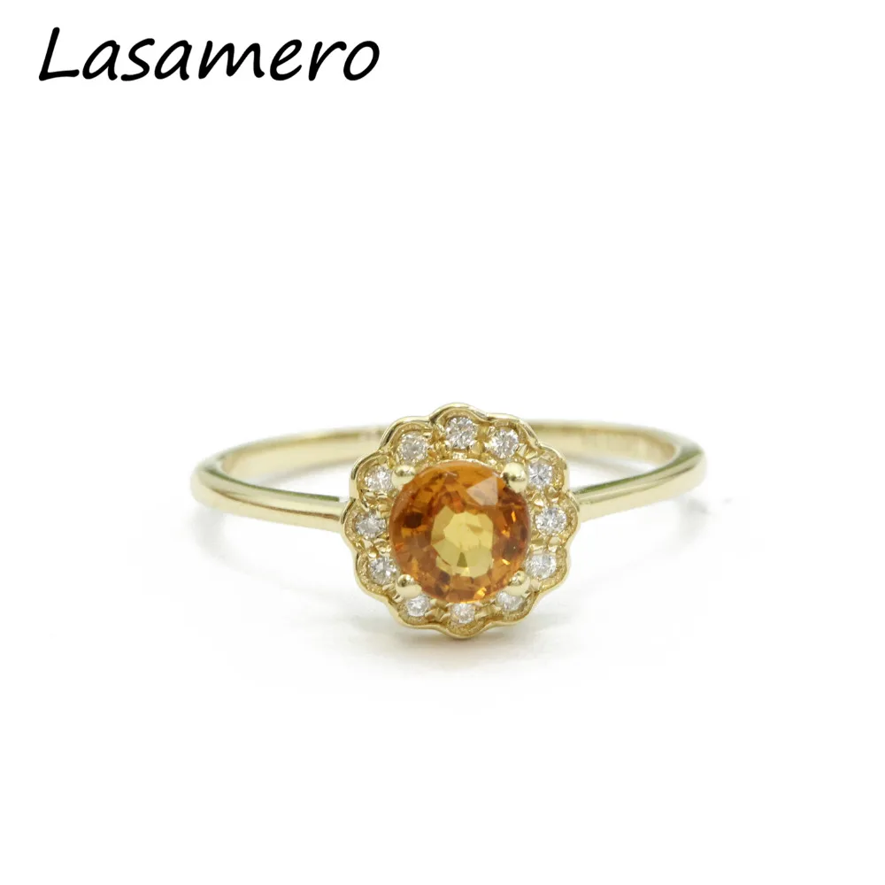 LASAMERO круглый вырез 0.65ct Природный бриллиантовый боковой камень Halo 18k розовое