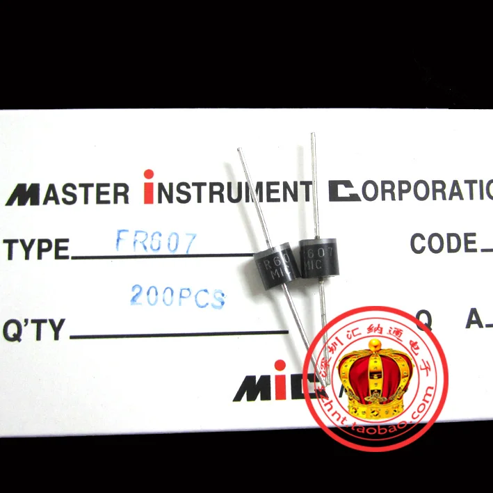 (100PCS) 6A1000V high frequency fast recovery diode in FR607 new