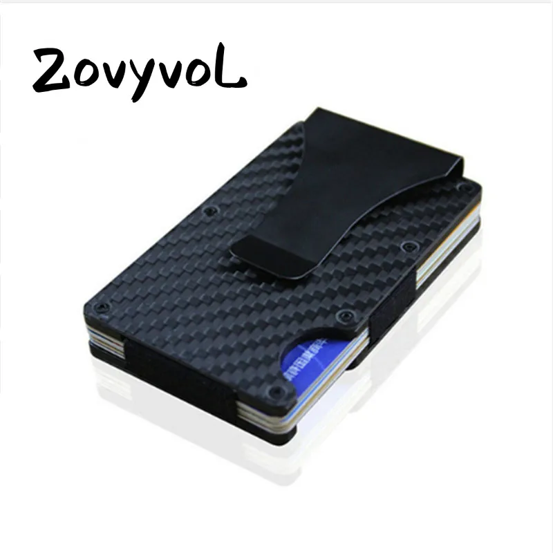 

ZOVYVOL 2019 Fashion Carbon Fiber Black Silver Credit Card ID Holder With RFID Anti-chief Wallet Metal Mini Money Clip Brand