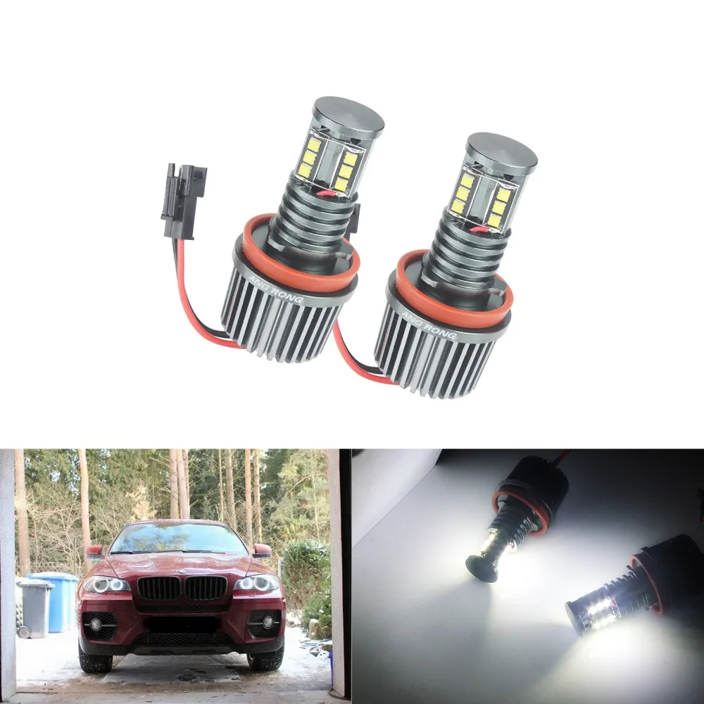 ANGRONG 2 для BMW LED H8 60 Вт Angel Eye Halo фара E82 E88 E90 E92 E60 E61 E70 X1 X6|Аксессуары фар авто| |