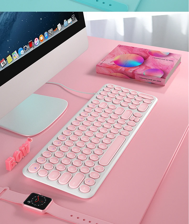 chocolate, teclado com fio ultra-fino durável do computador para o pc