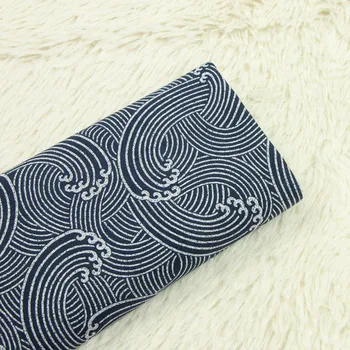 

Plain Fabric Soft and Skin-Kindly Cotton Clothing Fabric by Meter Ocean Wave Prints DIY Fabric for Table Cloth/Quilts/Handbags