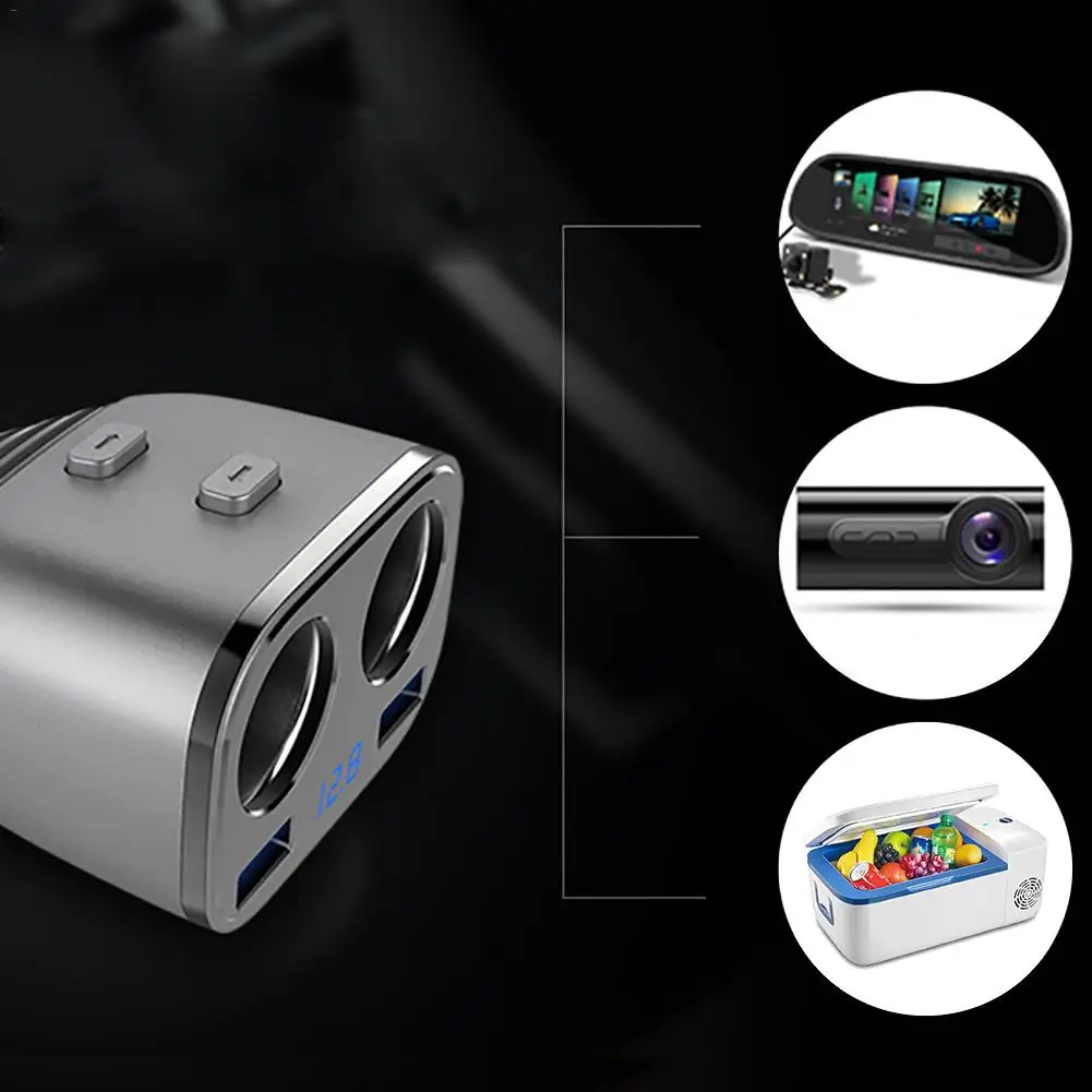 

5V 3.1A Adjustable Head Dual USB Car Cigarette Lighter Splitter Socket Adapter Led Voltmeter For Car Electric Appliance Phone