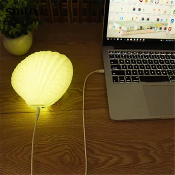 

Smuxi Night Light Creative 3W Colorful Shell LED Night Lamp Wireless Rechargeable bluetooth Speaker Music Home Decor Indoor Gift