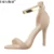LALA IKAI Women High Heels Sandals 2017 Summer Nude Heels Sandals Women Concise Dress Sandals Suede Party Shoes Woman XWF0648-4