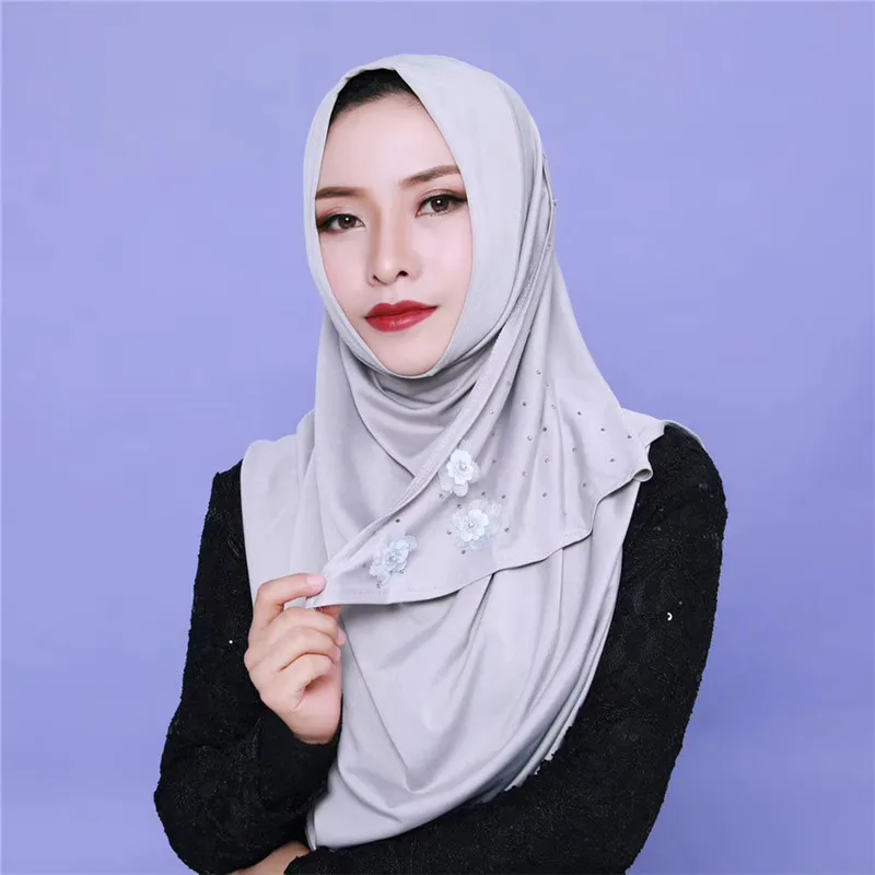 

Fashion Muslim Women's Instant Hijab Diamond Scarf Bandanas Hooded Wraps Bonnet Cap Shawl Headscarf Abaya Headgear Arab Islamic