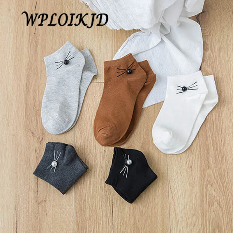 

[WPLOIKJD]Spring/Summer Casual Comfort Creative Ultrathin Short Sock Solid Animal 5 Colors Cotton Women Socks