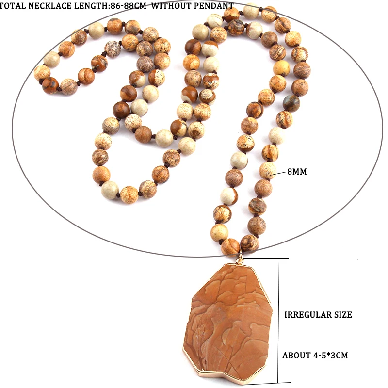Модные богемные ювелирные украшения в этническом стиле натуральный камень завязанные камень Парные кулоны ожерелье s для женщин национальное ожерелье