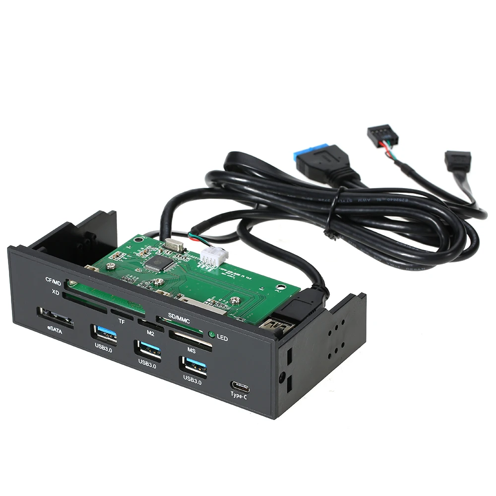 

Sunshine-tipway STW 5.25" Internal Card Reader Media Multi-Function Front Panel Type-C USB 3.1 & 3.0 Support CF MD MMC TF M2 MS