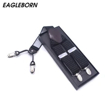 Новинка 3,5*125 см подтяжки мужские кожаные подтяжки регулируемые 4 зажимы черные точечные подтяжки коммерческий западный стиль с подарочной коробкой