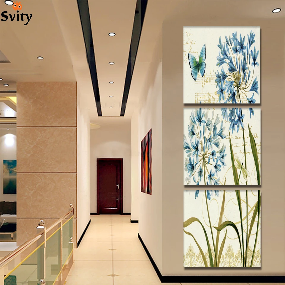 

3Panel Modern Printed Orchid Flower Painting Pictures print on Canvas Modular wall Picture Home Decor For Living Room no framed