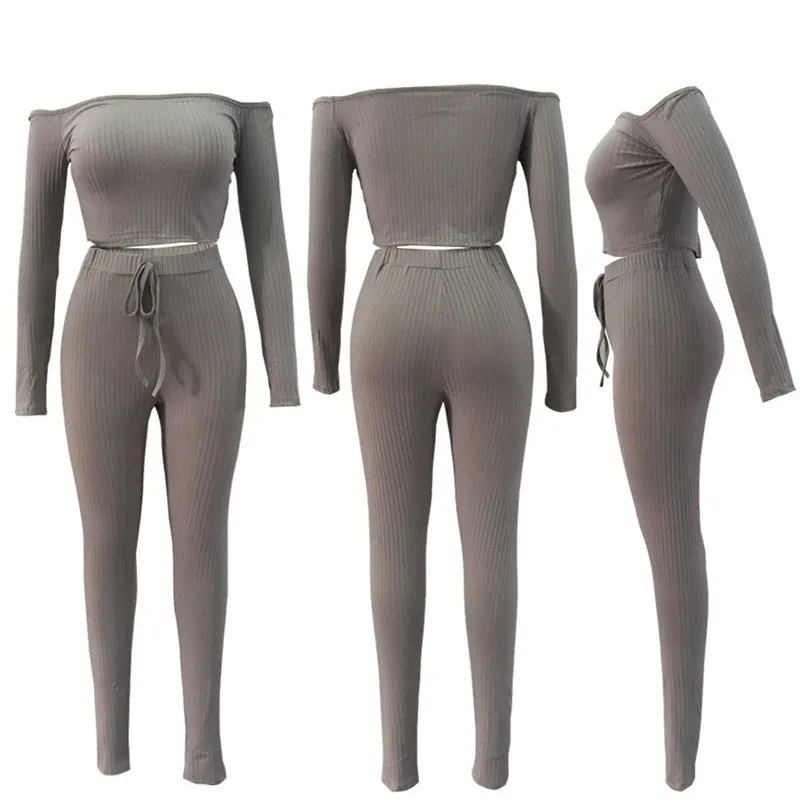 High Elastic Threaded Women Pants Set-201