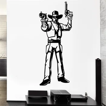 

Wall Decal Cowboy Wild West Duel Pistols Hat Bandit Shoot Vinyl Stickers