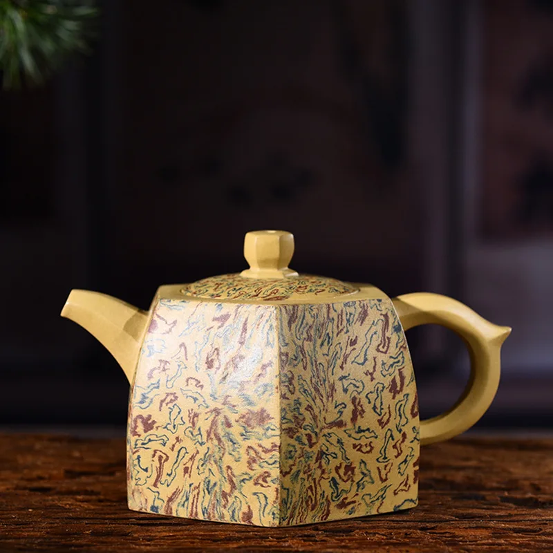 

Pottery Teapot Quality Goods Famous Manual Raw Ore Section Mud Six Square Well Pot Clay Kungfu Online Teapot Tea Set Suit